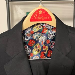 black suit, calavera lining